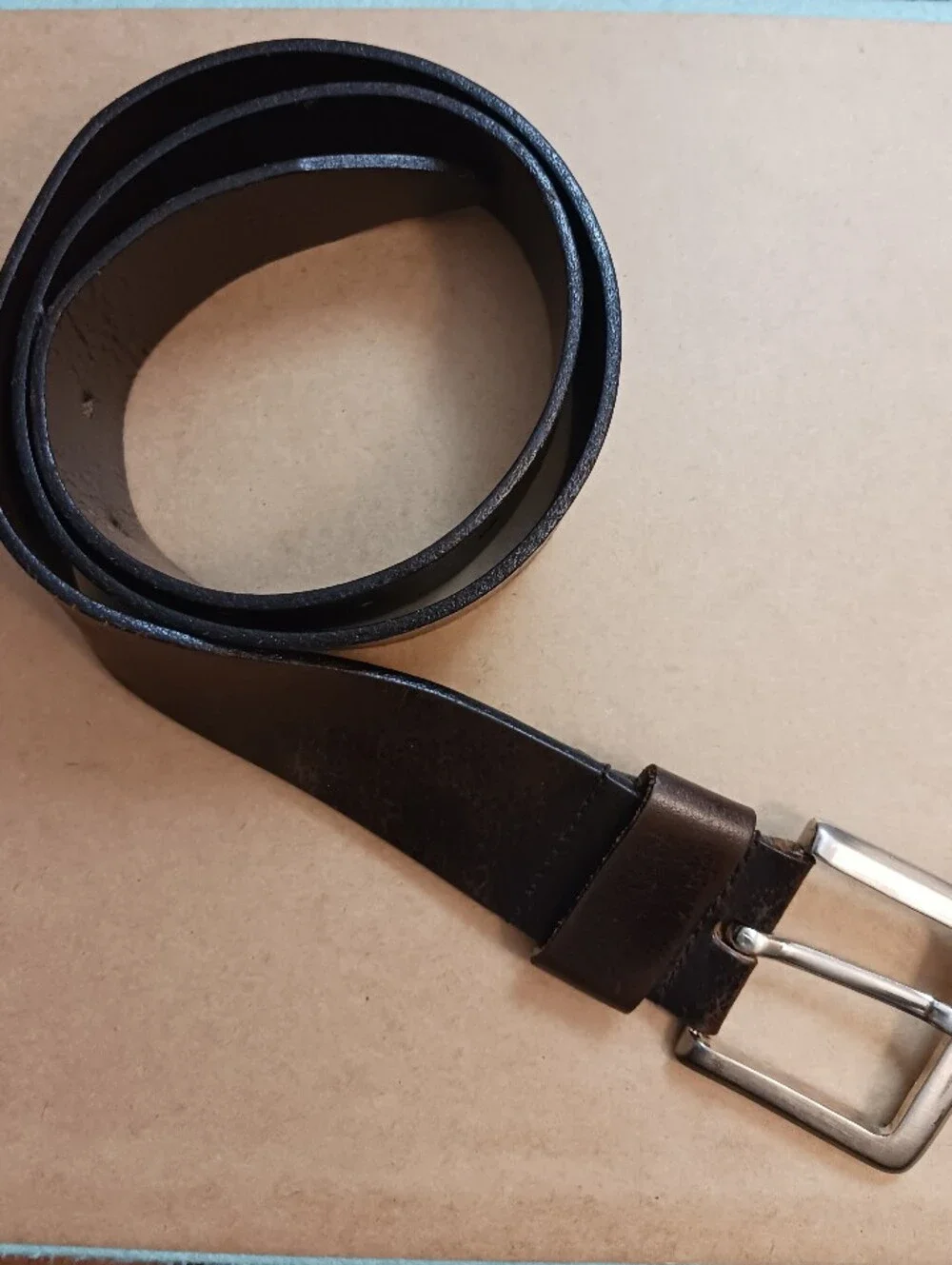 Banana Republic Italian Leather Belt Mottled Brown Silver Tone Buckle Sz 30